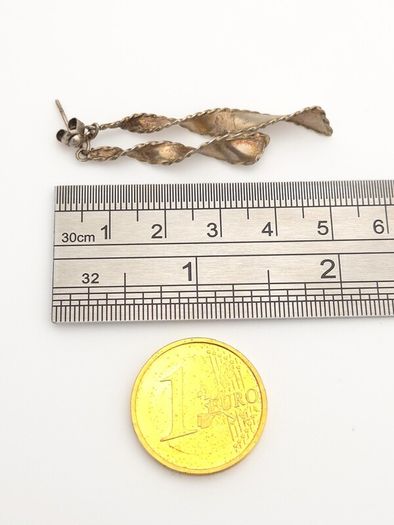 Vintage 925 Sterling Silver Twisted Leaf Stud Earrings