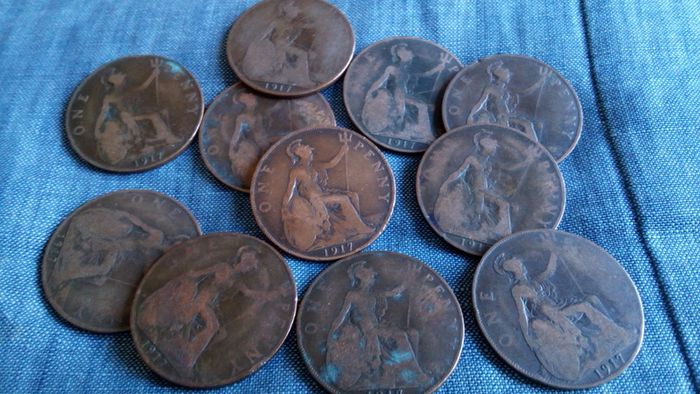 1917 Copper Pennies For Sale.