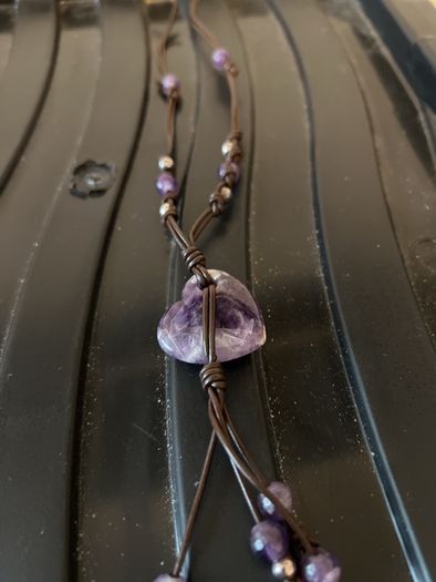 jewellery amathyst  neck piece on leather