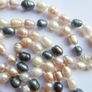 Vintage very long Necklace of Real Pearls Freshwater Pearls  Multicolor length 45" Image 9