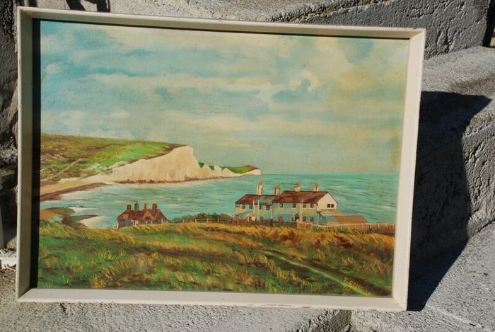 Vintage OIL on Board PAINTING of the cliff Dover