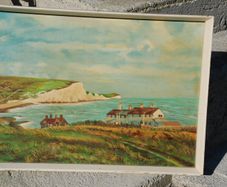 Vintage OIL on Board PAINTING of the cliff Dover