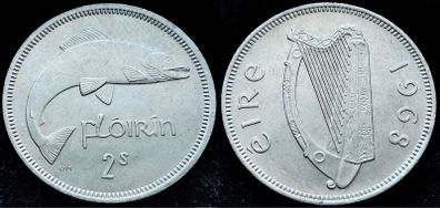 [#104] - Ireland 1968 | Florin | 2s | Salmon | KM.15a | MS