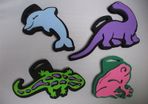 SALE!  Dinosaur, Dolphin, Frog and Lizard Foam Stamps / Stampers for Craft, Wall, Cards