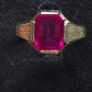Luxury Vintage Art Deco Style 14K Gold Mens Unisex Ruby Ring Image 7