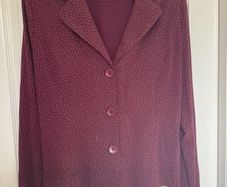 Zilch Amsterdam Plum Burgundy Polka Dot Jersey Soft Blazer Jacket Size XL