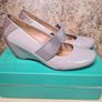 womens CLARKS CAPRICORN SKYW wedges shoes purple taupe patent Size UK 7 E EU 41 boxed Image 2