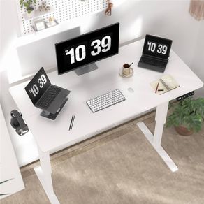 NEW SALE | Height Adjustable Electric Standing Desk - 100x60 cm Stand Up Table Desk Thick Splice Board, Smart Control Panel 3 Memory Heights
