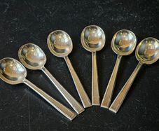 Antique silver plates dessert fruit spoons x 6