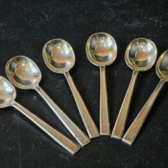 Antique silver plates dessert fruit spoons x 6