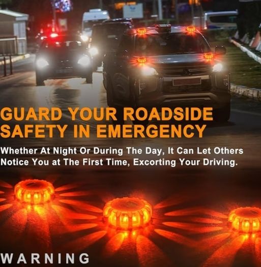 USB Rechargeable Emergency Disc Beacon with 9 Flash Modes,2 in 1 Charging Cable & Car Charger Roadside Flashing Warning Lights for Car Truck Boats Batteries Included 6