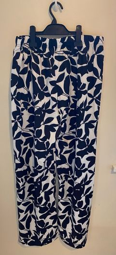 Black and White Leaf Print Wide Leg Trousers BNWOT Size XXL UK 16