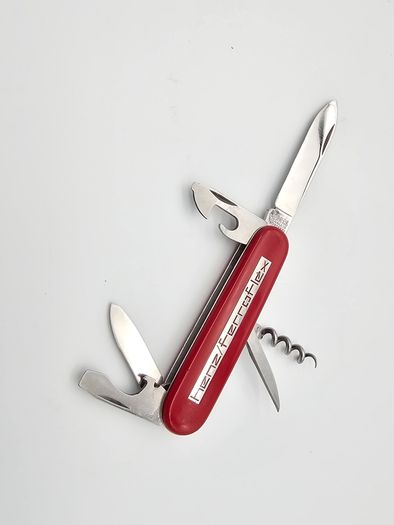 Vintage Elinox Victorinox Discontinued Model with Advertising Metal inlay Collectable Swiss Army Knife 1980s