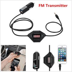 Car Wireless FM Transmitter Hands free Car Kit 3.5mm Jack Audio Music Player with 2.4A USB Car Charger For iPhone Samsung Phone