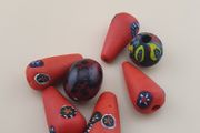 Vintage Venetian Style Millefiori Glass Beads Lot of 7
