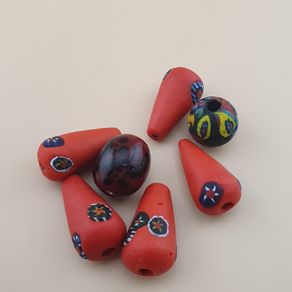 Vintage Venetian Style Millefiori Glass Beads Lot of 7