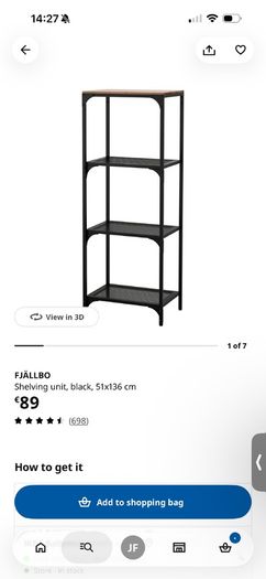 Shelving unit, black, 51x136cm