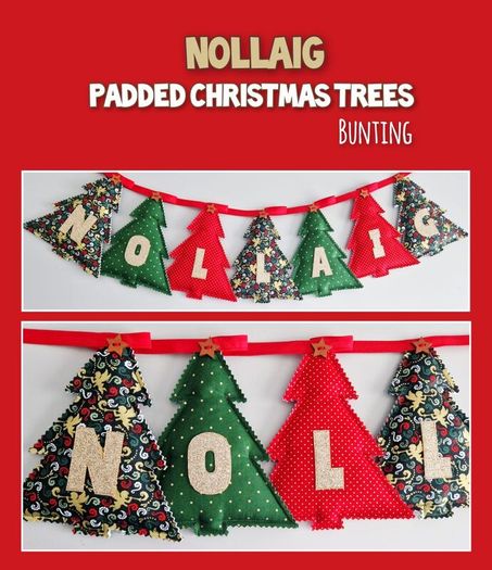 Padded Christmas Trees Bunting