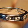 9ct white Gold CZ and Natural Sapphire 7 stone ring Image 4