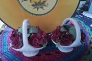 Two Aynsley China Posy Baskets With Roses