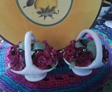 Two Aynsley China Posy Baskets With Roses