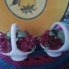 Two Aynsley China Posy Baskets With Roses
