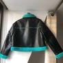 Primark size L turquoise faux leather shearling jacket Image 7