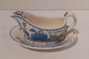 Beautiful Vintage Masons Ironstone Individual Gravy Boat and Matching Underplate in the Regency Pattern, Circa 1940 - Unusual Size