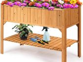 Raised Bed With Shelf, Long Lasting Pine