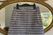 Mango suit collection a-line mini skirt in knit style blue and white patterned stripes UK 8