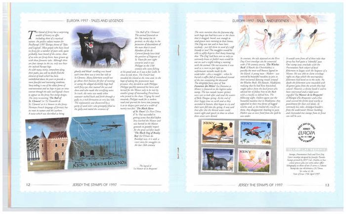 1997 Jersey (Channel Islands) Stamp Year Book (softback) issued by Jersey Post with 14 images of contents