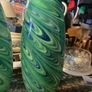 Pair tall peacock glass vases free postage Image 2