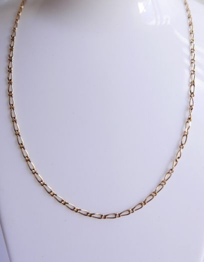 Vintage Solid 9Ct Yellow Gold 375 Figaro Necklace Chain ,  length 16" - 3,7g