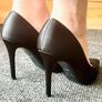 Black Satin Pointed Toe Stiletto Heels - EU38/UK5  Never Worn Image 2