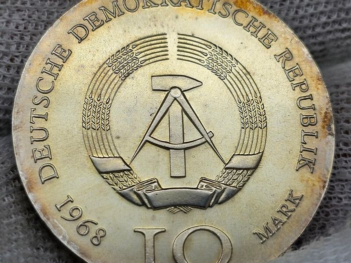 GERMANY  SILVER 1968 10 Mark Beautiful Uncirculated Swirling Lustre GEM BU