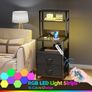 Bedside Table with Charging Station and LED Light Strips, Nightstand with Drawers, Bedside Cabinet for Living Room, Bed Side Table for Bedroom, Black Image 5