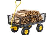 900 Lbs Heavy Duty Steel Garden Cart, Garden Wagon Cart on Wheels, Outdoor Metal Yard Utility Wagon Carts with 10" Tires and Mesh Removable Sides(Convert to Flatbed) and 180 Rotating Handle