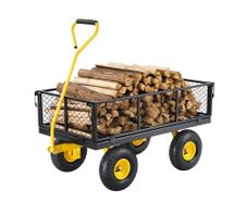 900 Lbs Heavy Duty Steel Garden Cart, Garden Wagon Cart on Wheels, Outdoor Metal Yard Utility Wagon Carts with 10" Tires and Mesh Removable Sides(Convert to Flatbed) and 180 Rotating Handle