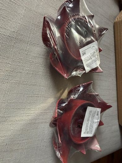 2 x IKEA Aromatisk Lotus Candle Holder Red Steel