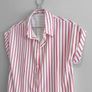 New Pink + White Striped Short Sleeve Shirt Image 4