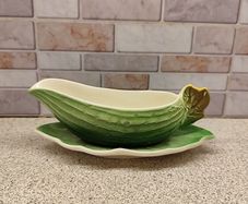 Vintage Royal Winton Green Leaf Gravy Boat and Underplate Pristine Condition
