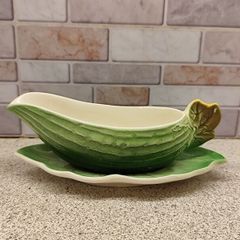 Vintage Royal Winton Green Leaf Gravy Boat and Underplate Pristine Condition