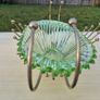 Vintage green uranium glass platter set in a brass frame Image 3
