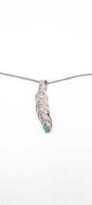 Spinel With Emerald Teardrop Base On Sterling Silver Necklace
