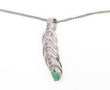 Spinel With Emerald Teardrop Base On Sterling Silver Necklace