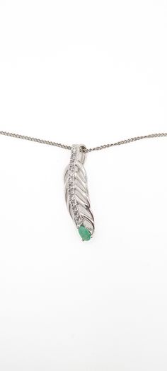 Spinel With Emerald Teardrop Base On Sterling Silver Necklace