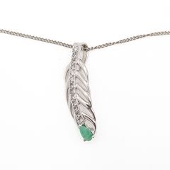 Spinel With Emerald Teardrop Base On Sterling Silver Necklace
