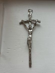 Large Vintage Silver Tone Crucifix