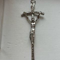 Large Vintage Silver Tone Crucifix