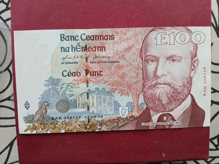 Rare Unc Ireland banknote  Parnell 100 Pound note BAK 320529